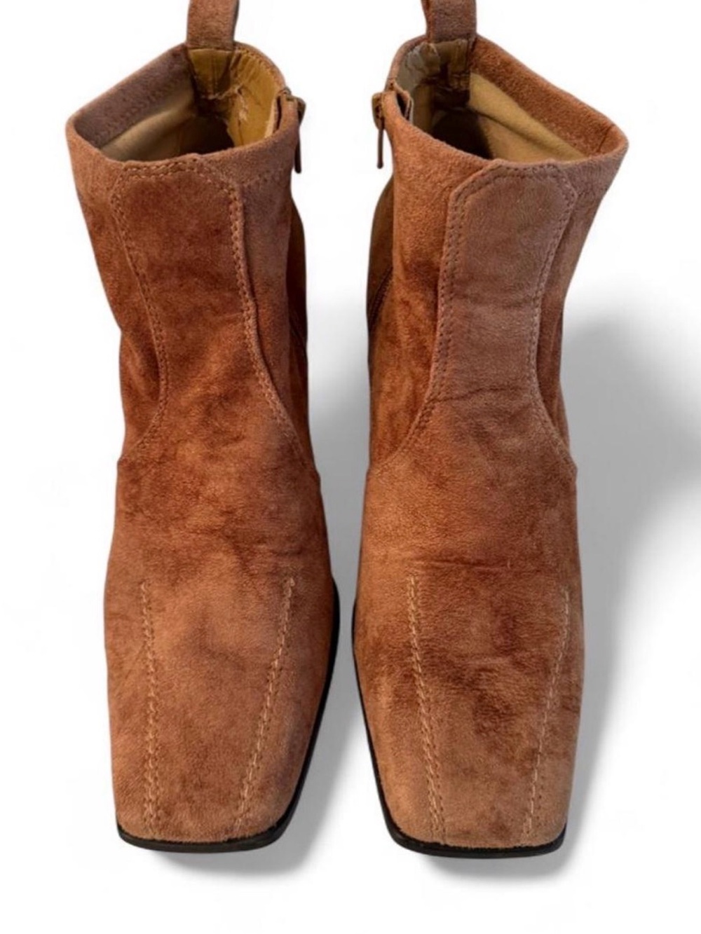 Vintage 90s/Y2K Franco Sarto Faux Suede Square Toe Ankle Boots Size 8M